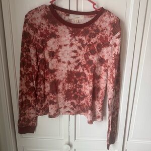 Women's Tie-Dye Long Sleeve Top - Red